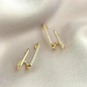 New 18k Yellow Gold Plated 925 Silver CZ Earrings